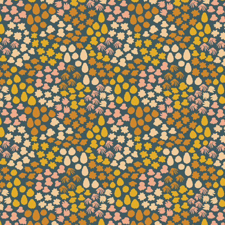 Flower fields - Midnight blue Lisa's Garden: July flowers fabric collection by Atelier Danielle