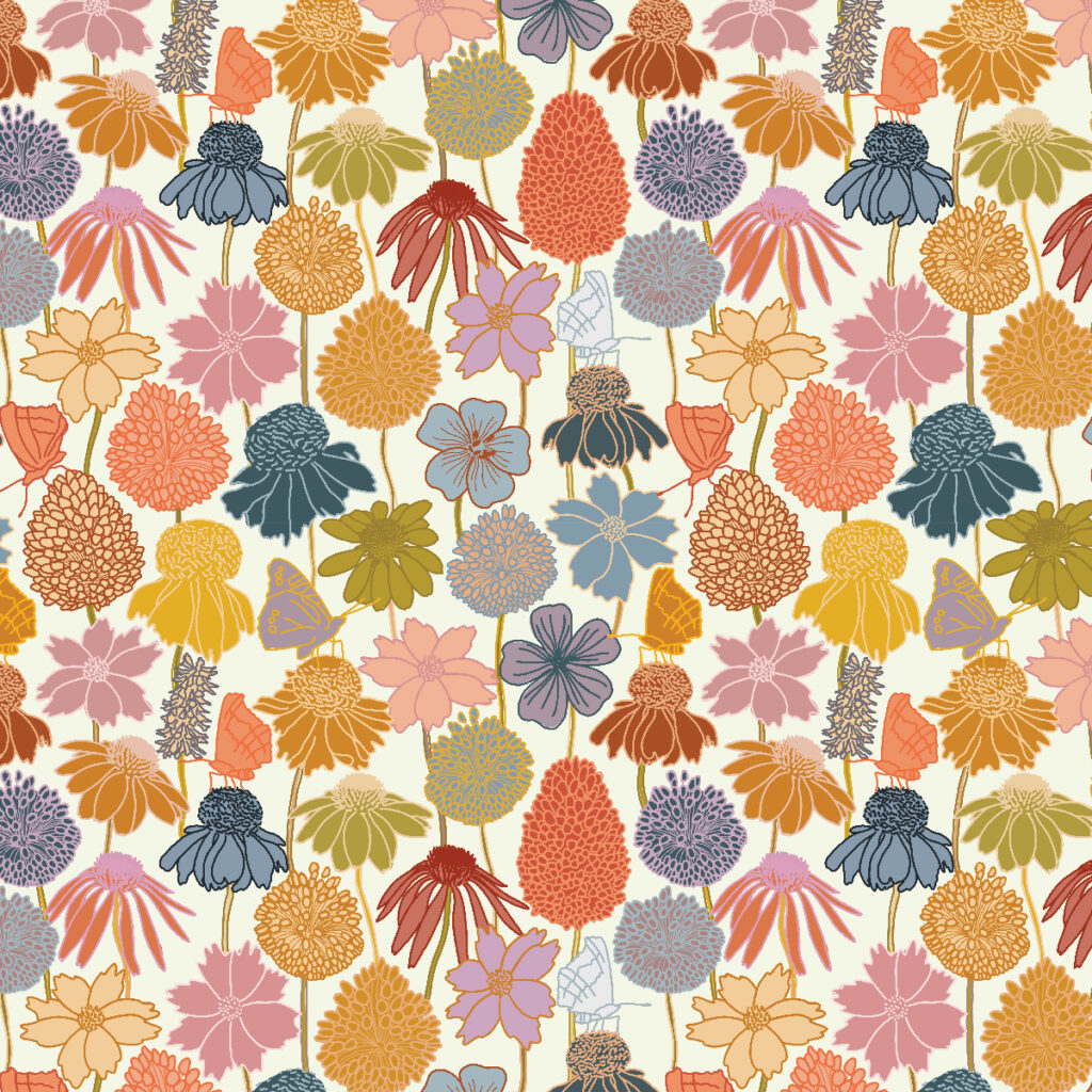 July flowers - Color explosion Lisa's Garden: July flowers fabric collection by Atelier Danielle