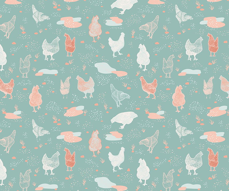 Busy Chicken in Ocean green - Medium