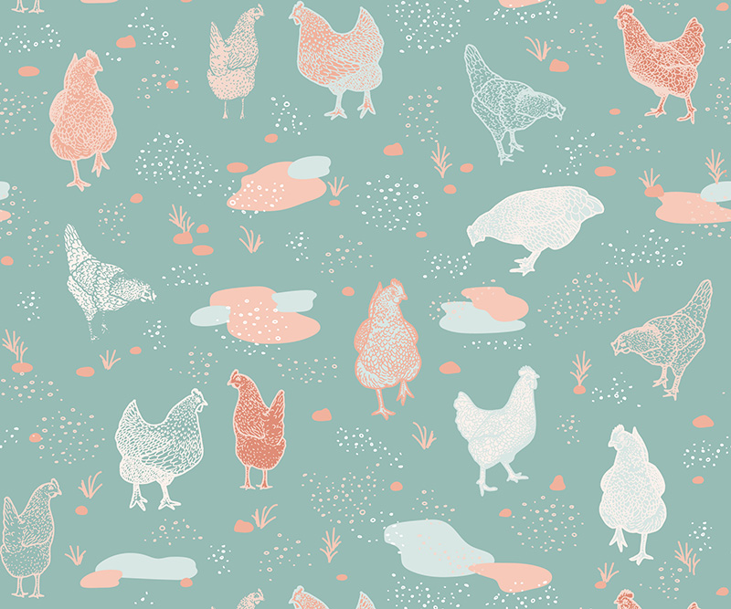 Busy Chicken in Ocean green - Large