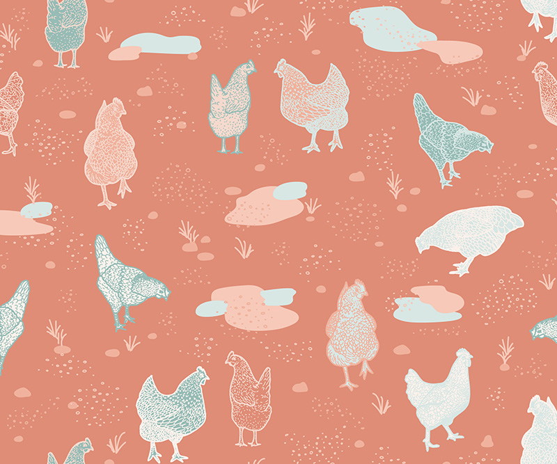 Busy Chicken in Pastel red - Large