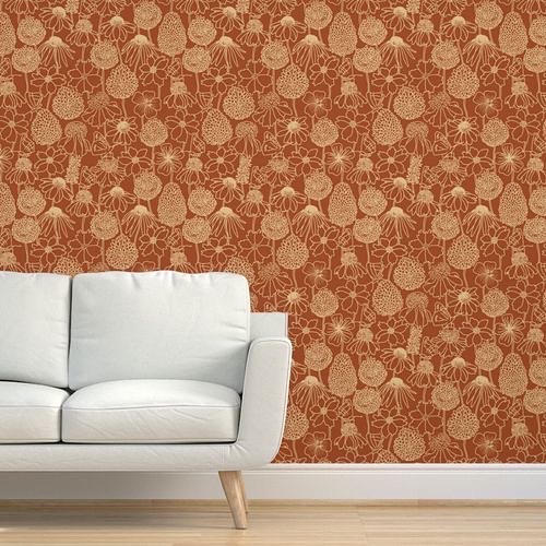 July flowers fabric collection - Wallpaper mockup