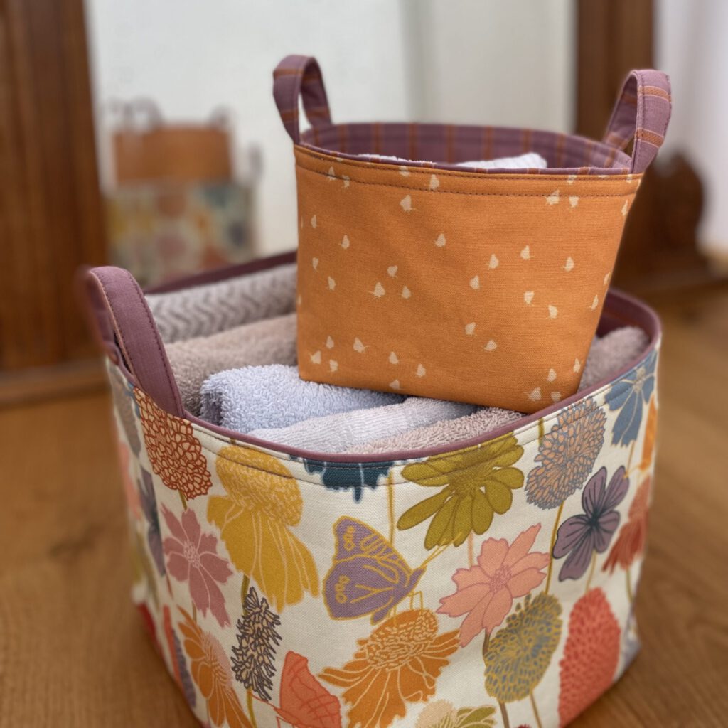 Lagom storage bins with floral prints by Atelier Danielle