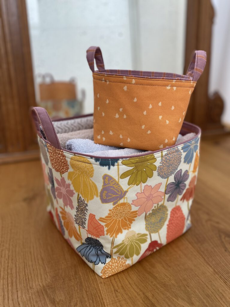 Lagom storage bins with floral prints by Atelier Danielle