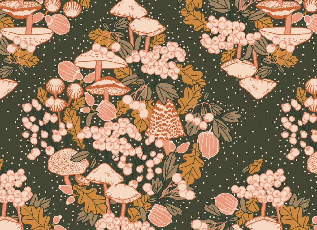 Magic forest in Forest pond by Atelier Danielle - Fall's enchantment fabric collections