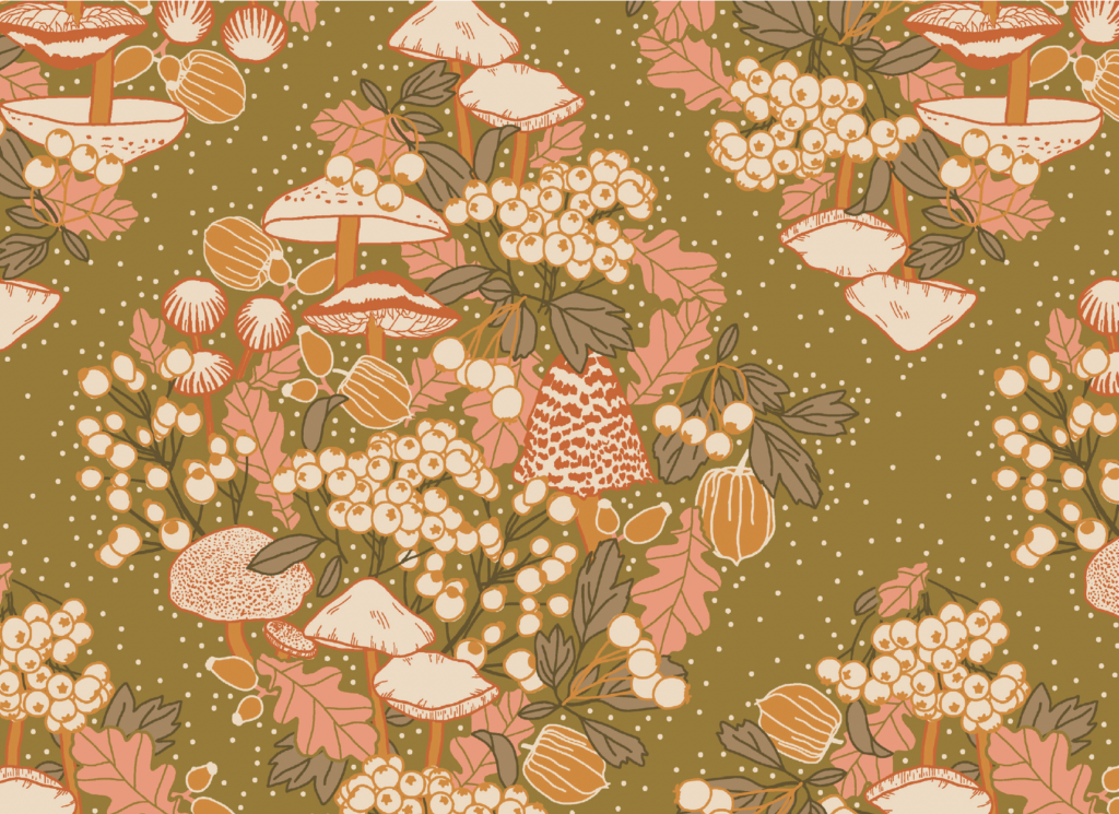 Magic forest in Olive moss by Atelier Danielle - Fall's enchantment fabric collections