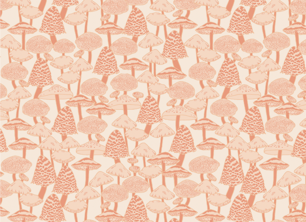 Mushroom love in Chestnut by Atelier Danielle - Fall's enchantment fabric collections