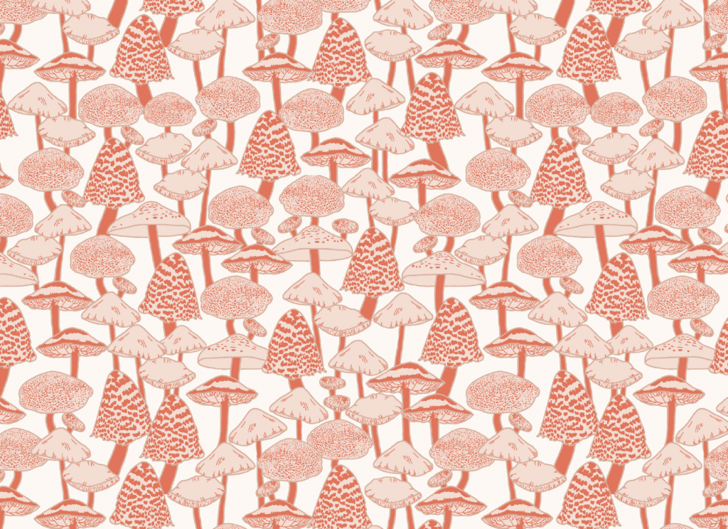 Mushroom love in Chestnut by Atelier Danielle - Fall's enchantment fabric collections