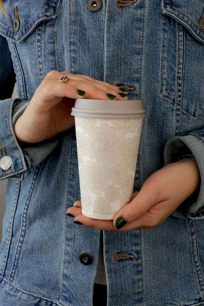 Coffee cup with floral design by Atelier Danielle